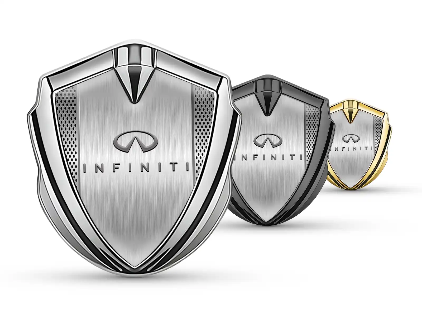 Infiniti Metal Abovedado Emblema Moderno Vista Superior Manera